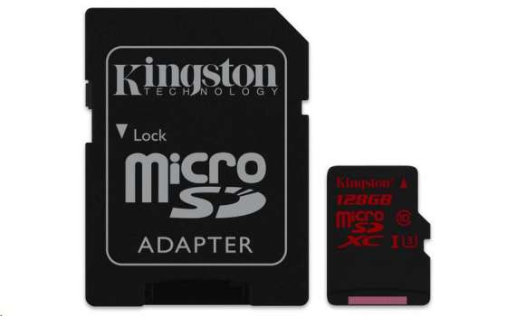 Kingston Micro SDXC 128GB 90MB/s UHS-I U3 + SD ada