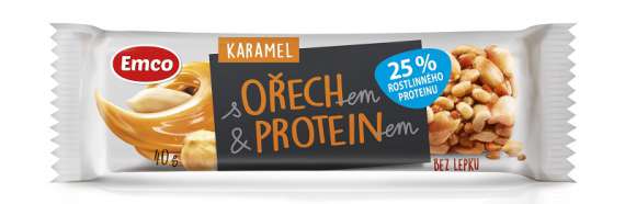 Tyčinka Emco -  ořech&protein, karamel, 40 g