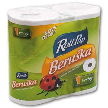 Toaletní papír Beruška - jednovrstvý, recykl, 20 m, 4 role
