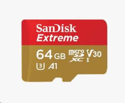 SanDisk microSDXC 64 GB UHS-I V30 A1 Extreme 100MB/s + adaptér (SDSQXAF-064G-GN6AA)