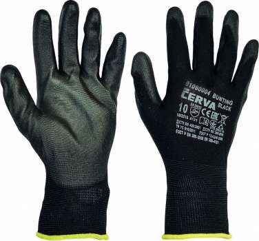Nylonové rukavice BUNTING BLACK - vel. 10