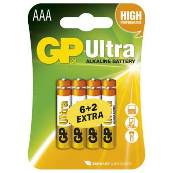 Baterie GP Ultra Alkaline 1,5 V, LR03 6+2 ks