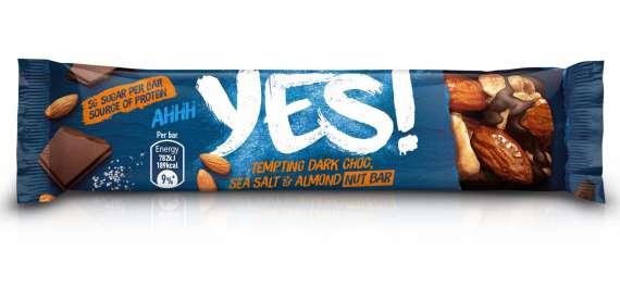 Tyčinka YES - Mandle, mořská sůl & hořká čokoláda, 35 g