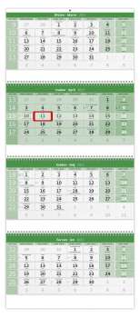 Čtyřměsíční skládaný kalendář 2023 GREEN