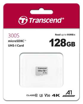 Transcend Micro SDXC 300S 128GB 95MB/s UHS-I U3 + 