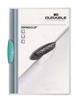 Zakládací desky s klipem Durable Swingclip - A4, kapacita 30 listů, transparentní, světle modrý klip