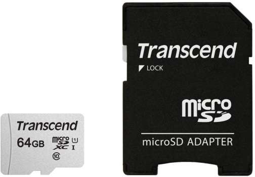 Transcend Micro SDXC 300S 64GB 95MB/s UHS-I U1 + SD adaptér