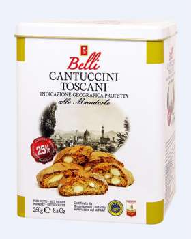 Italské sušenky Cantuccini v plechové dóze, 250g