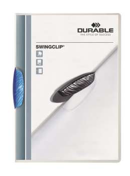 Zakládací desky s klipem Durable Swingclip - A4, kapacita 30 listů,  transparentní, tmavě modrý klip