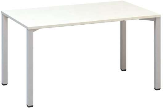 Psací stůl Alfa 200 - 140 x 80 cm, bílý/stříbrný