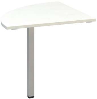 Přídavný stůl Alfa 200 - čtvrtkruh 80 cm, bílý/stříbrný