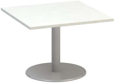 Jednací stůl Alfa 400 - 80 cm, nízký, bílý/stříbrný