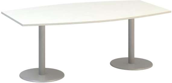 Jednací stůl Alfa 400 - 200 cm, bílý/stříbrný