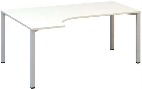 Psací stůl Alfa 200 - ergo, levý, 180 cm, bílý/stříbrný