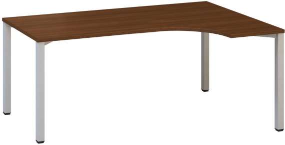 Psací stůl Alfa 200 - ergo, pravý, 180 cm, ořech/stříbrný