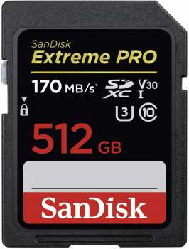 SanDisk SDXC Extreme Pro 512GB 170MB/s UHS-I U3 V30