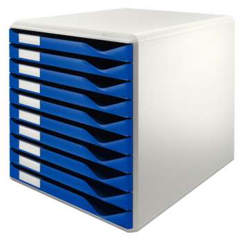 Zásuvkový box Leitz - 10 zásuvek, modrý/šedý