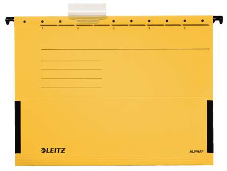 Závěsné desky Leitz Alpha s bočnicemi - žluté, 25 ks