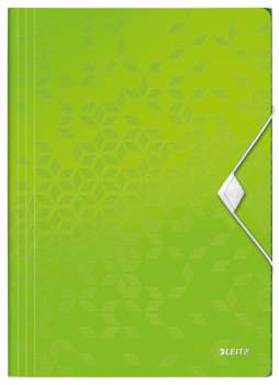 Desky s chlopněmi a gumičkou Leitz WOW - A4, plastové, zelené, 1 ks