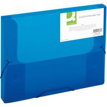 Box na spisy s gumičkou Q-Connect - A4, transparentně modrý, 2,5 cm