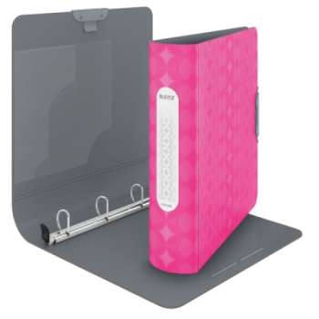 Čtyřkroužkový pořadač LEITZ Retro Chic - A4, mobilní, plastový, hřbet 5,2 cm, růžová 