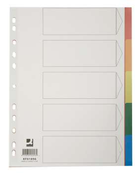 Plastové rozlišovače Q-Connect - A4, s barevným okrajem, 5 listů