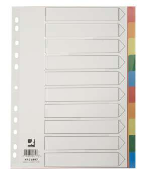 Plastové rozlišovače Q-Connect - A4, s barevným okrajem, 10 listů