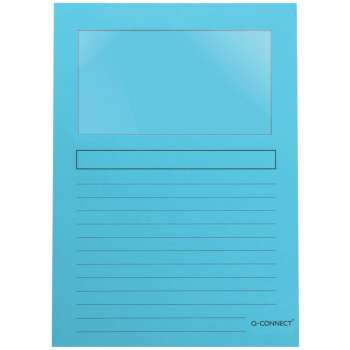 Papírový obal L s okénkem Q-Connect - A4, modrý, 1 ks