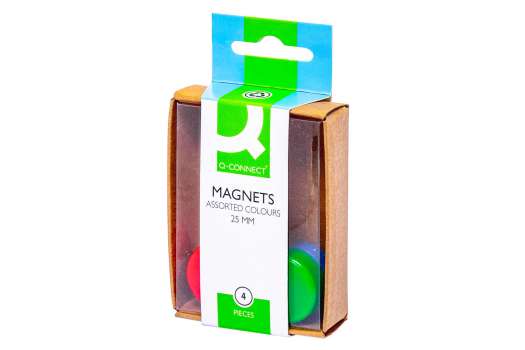 Sada magnetů Q-Connect - průměr 25 mm, mix barev, 4 ks