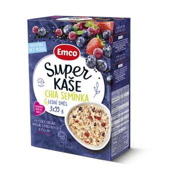 Super kaše Emco - chia semínka & lesní směs, 3x 55 g