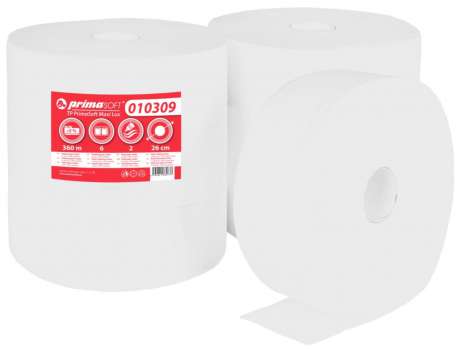 Toaletní papír jumbo PrimaSOFT - 2vrstvý, bílý, 280 mm, 6 rolí