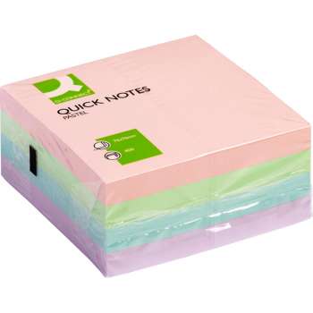Samolepicí bloček Q-Connect - 76 x 76 mm, pastelové barvy, 400 lístků