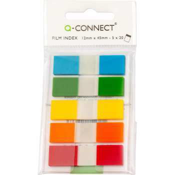 Samolepicí záložky Q-Connect - plastové, 12 x 45 mm, 5 barev