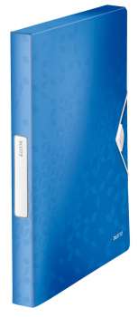 Box na spisy s gumičkou Leitz WOW - A4, metalicky modrý, 3 cm
