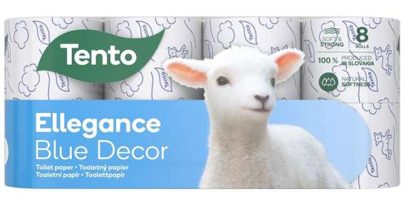 Toaletní papír Tento - Blue Decor, 3vrstvý, bílý, 18 m, 8 rolí