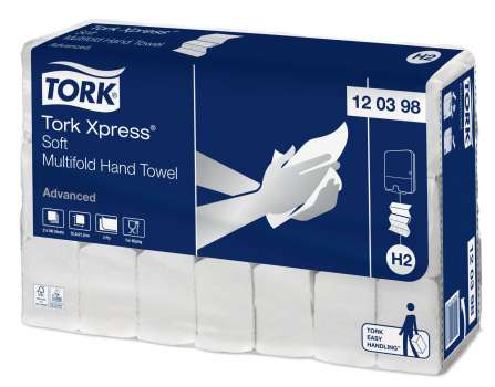Skládané papírové ručníky Tork Xpress - H2, 2vrstvé, bílý recykl, 21x180 ks