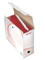 Archivační krabice na závěsné desky Esselte - bíločervená, 11,7 x 28,5 x 33,7 cm