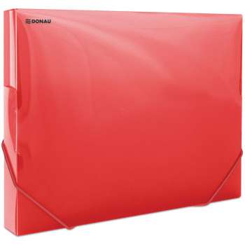 Box na spisy s gumičkou Donau - A4, transparentně červený, 3 cm
