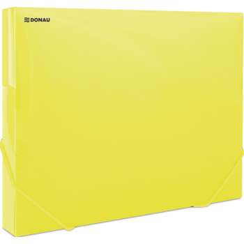 Box na spisy s gumičkou Donau - A4,  transparentně žlutý, 3 cm