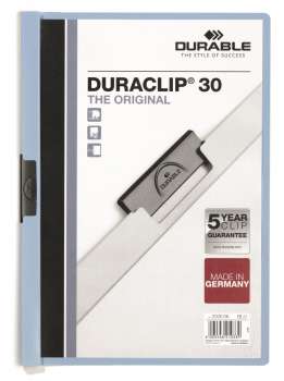 Zakládací desky s klipem Durable Duraclip - A4, kapacita 30 listů, světle modré