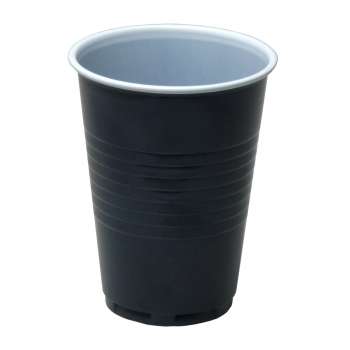 Plastové kelímky - na teplé nápoje, 180 ml, černé, 100 ks