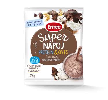 Super nápoj Emco protein & oves - čokoláda s kokosovým mlékem, 45 g