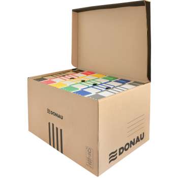 Archivační krabice s víkem Donau - kartonové, hnědé, 37 x 55,8 x 31,5 cm, 5 ks