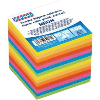 Poznámkový bloček DONAU - lepený, - 90 x 90 x 90 mm, mix barev