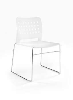 Konferenční židle Holes HO-1-55-SL - bílá, kostra chrom