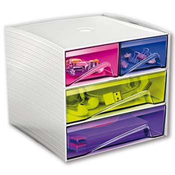 Zásuvkový box CEP My Cube - plastový, 4 zásuvky, barevný