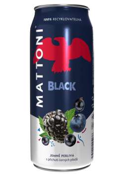 Minerální voda Mattoni - black, jemně perlivá, plech 4x 0,5 l