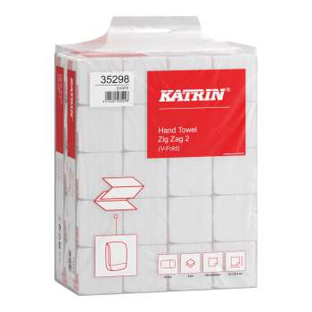 Skládané papírové ručníky Katrin - 2vrstvé, bílý recykl, 20x200 ks
