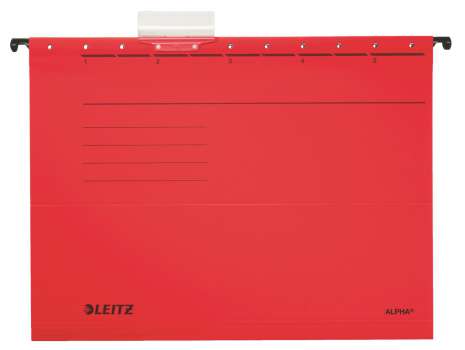 Závěsné desky Leitz Alpha bez bočnic - červené, 25 ks