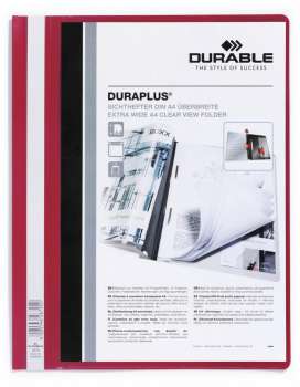 Plastový rychlovazač Durable - A4, s kapsou, červené, 1 ks